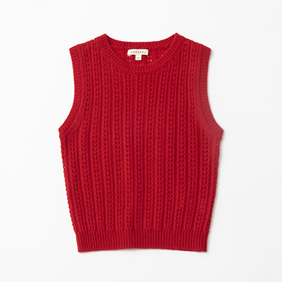 y11/21܂SALE 50%OFFzCARAMEL 2023AW KIDS KNITTED VESTiBRIGHT RED j8A-10A