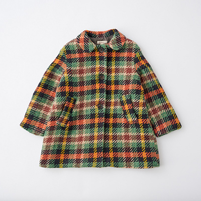 LILI et NENE キッズ CARAMEL 2023AW KIDS WOVEN COAT（ORANGE CHECK ）6A