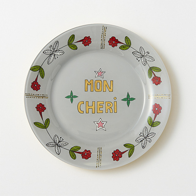 CSAO Hand painted grey plate MON CHERI