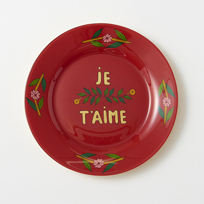 CSAO Hand painted red plate JE T'AIME