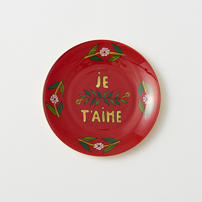 CSAO Dessert Hand painted plate - Red - Je t'aime