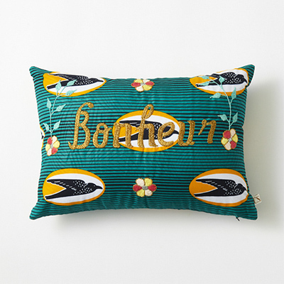 CSAO Embroidered cushion BONHEUR