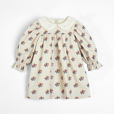 C'ERA UNA VOLTA 2024AW BABY Frankie DressiCCF Cream Check Flowerj24M