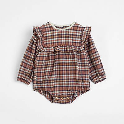 C'ERA UNA VOLTA 2024AW BABY Alba RmpersiCBR Check Brownj18M-24M