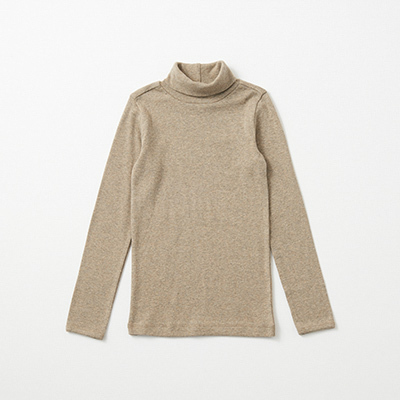 SERENDIPITY ORGANICS 2024AW KIDS Turtleneck TeeiTaupe - Ribj3A-5A