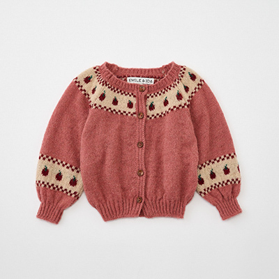 EMILE ET IDA 2024AW BABY CARDIGAN COLLIER POMMESiROSEj12M