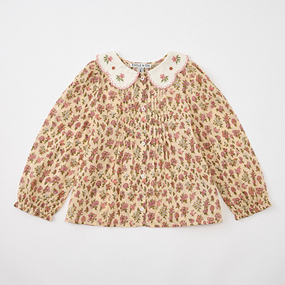 EMILE ET IDA 2024AW KIDS BLOUSE COL BRODEE CHAMPETREiCHAMPETRE ROSEj4A-6A