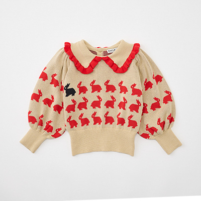 EMILE ET IDA 2024AW KIDS PULLOVER LAPINiLAPIN ECRUj2A-4A