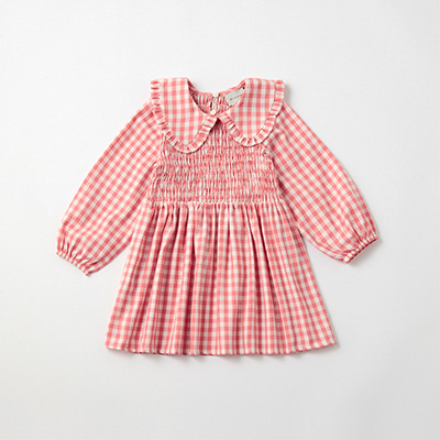 MIPOUNET 2024AW KIDS MAFALDA VICHY DRESSiVIYELLA VICHY - CORALj6A-8A