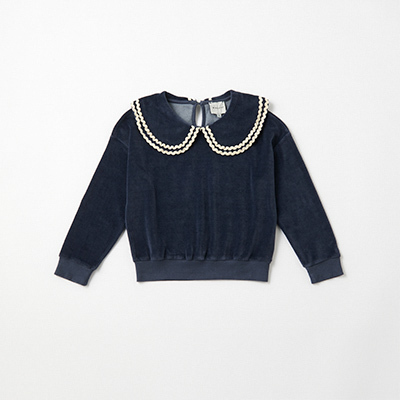 MIPOUNET 2024AW KIDS LOLA COTTON VELVET SWEATSHIRTiORGANIC COTTON VELVET - BLUEj6A-8A