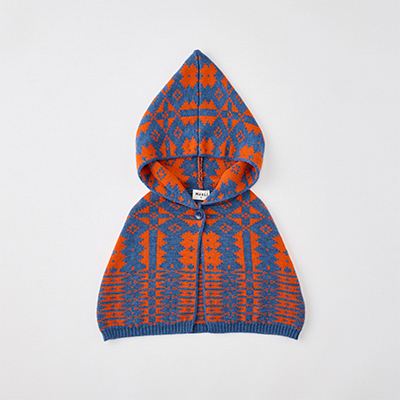 MABLI 2024AW KIDS ERYRI CAPE - DEPU / CHILD WOOL KNITTED CAPEiDENIM / PUMPKIN/BjM