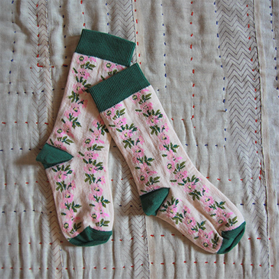 BONJOUR 2024AW KIDS SOCKS Farandole flowersigreenj24/27-28/31 32/35