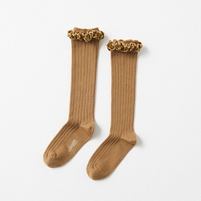 COLLEGIEN 2024AW KIDS Clothilde-Chaussettes hautes volants veloursi352 Biscuitj24/27-32/35