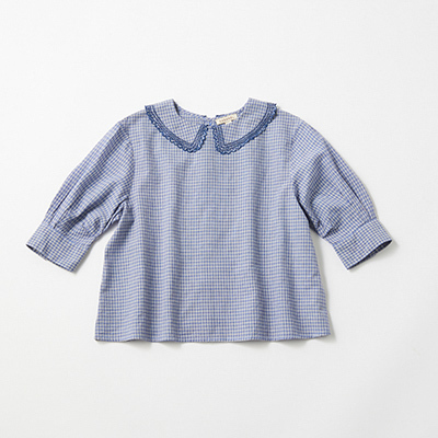 CARAMEL 2024AW KIDS HARPER BLOUSEiBLUE MICRO CHECKj4A-6A