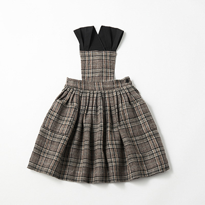 CARAMEL 2024AW KIDS PEPPERMINT DRESSiBROWN/BLACK CHECKj4A-6A